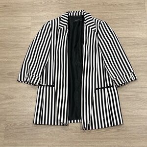 Zara Black and White Striped Blazer XL